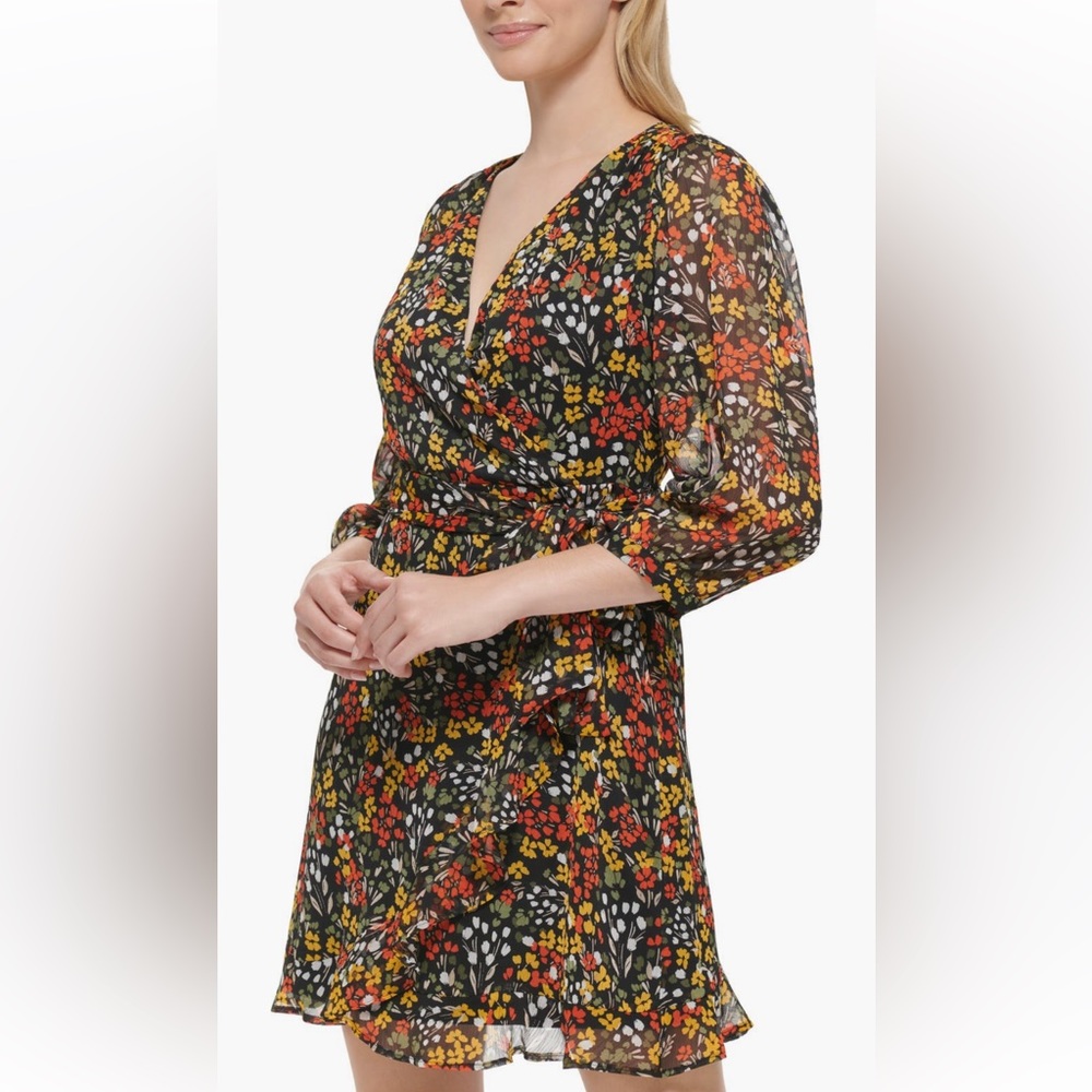 Karl Lagerfield floral chiffon A line mini dress NWT‎ 12 - Picture 2 of 4